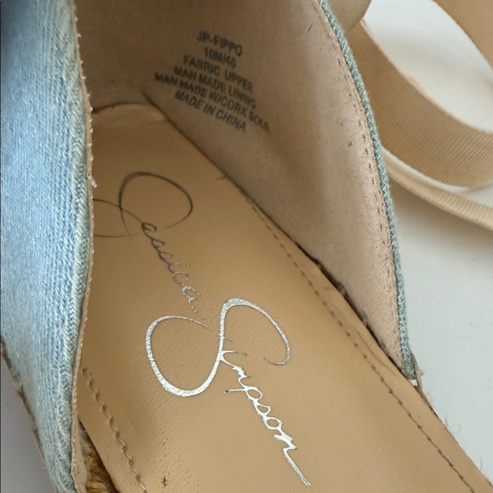 Jessica Simpson Light Blue Espadrilles with Red Floral Embroidery - Picture 2 of 5